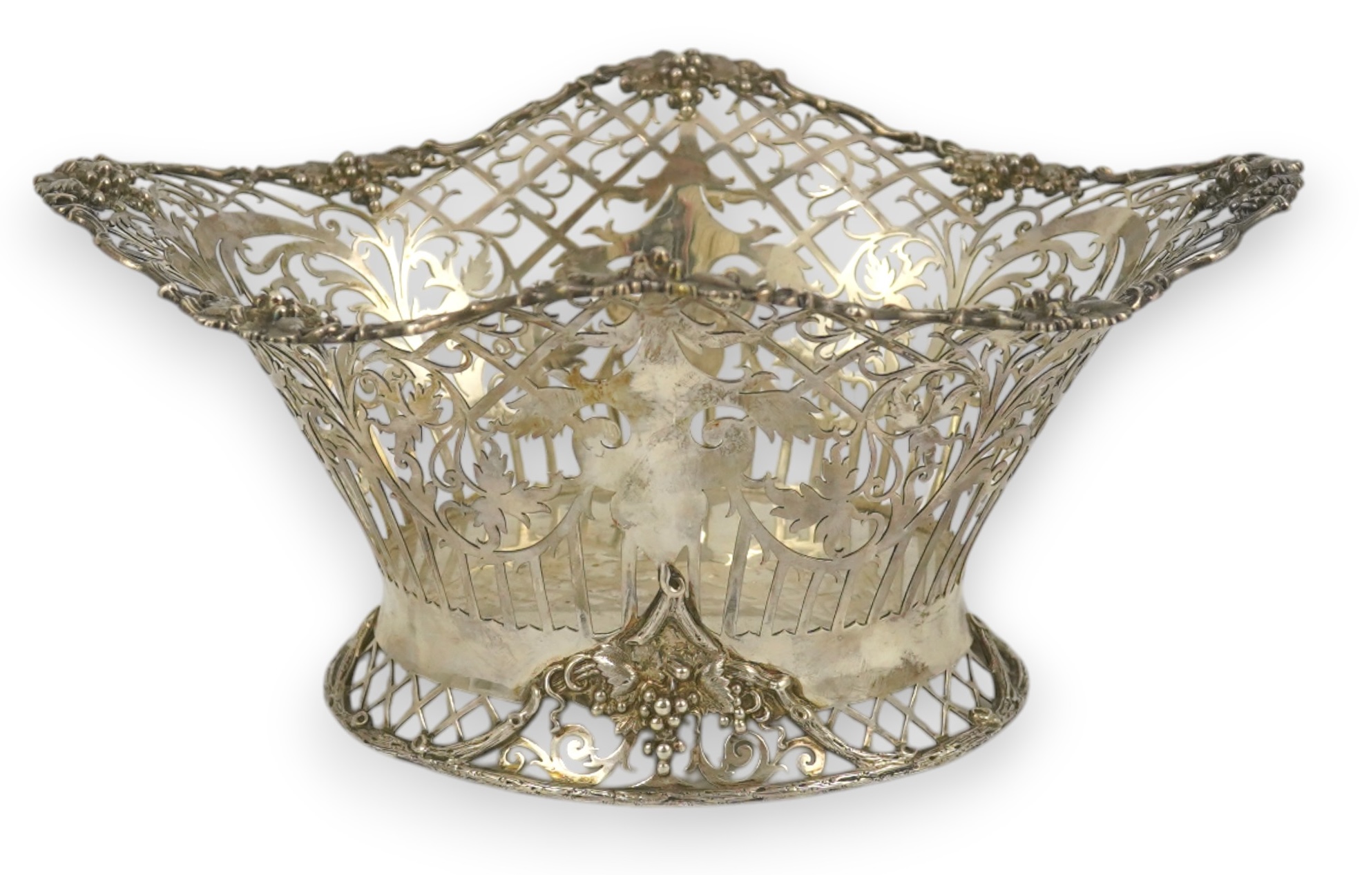 A George V pierced silver oval bowl, by James Dixon & Sons